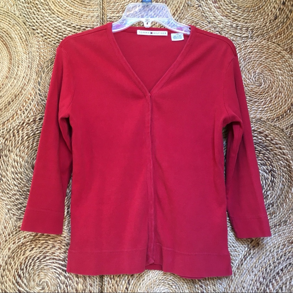 Vintage 1999 Tommy Hilfiger Thermal Shirt Red Card